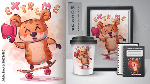 Hamster skate trick poster and merchandising