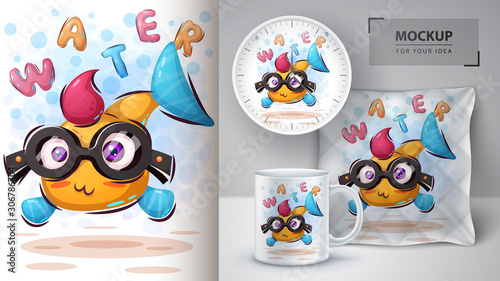 Funny fish poster and merchandising