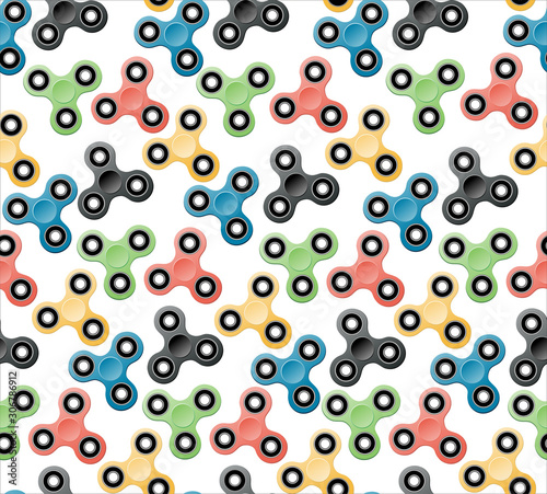 Hand spinner seamless pattern on white background. Vector illustration .