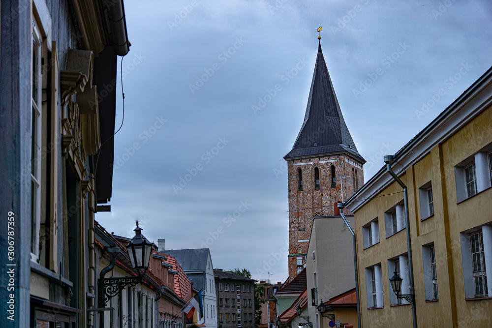 Tartu. Old town. View of the street. Estonia.