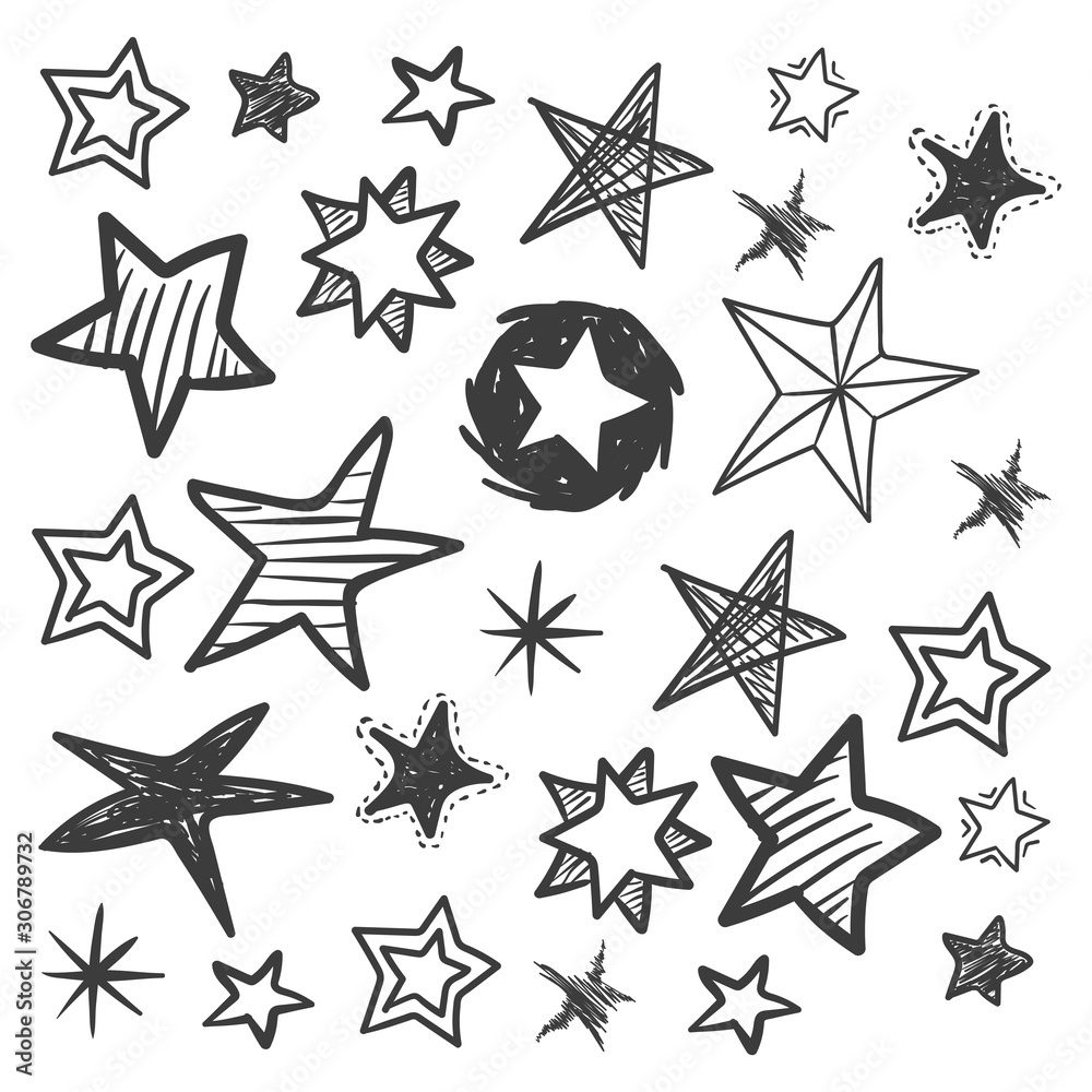 Hand drawn doodle stars. Vector illustration. Hand drawn doodle stars. Vector illustration.