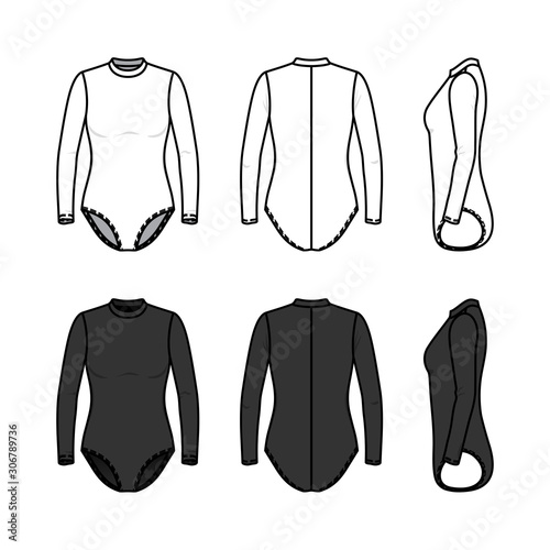 Clothing set of woman surf suit.