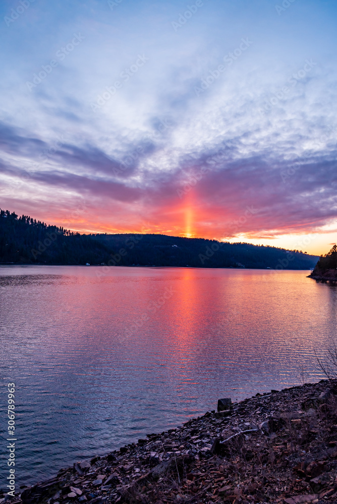Beautiful Sunset Over  Lake Coeur d’Alene