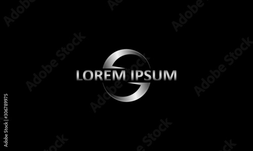 creative, simple, luxurious, elegant silver metalic 3d font with sample text / symbol / alphabet / Letter S wth swoosh, metal-glass design logo template vector icon