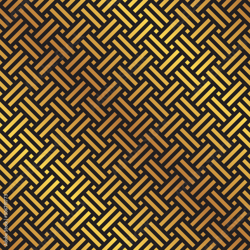 Seamless gold and black weave pattern background