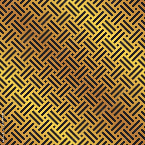 Seamless gold and black weave pattern background