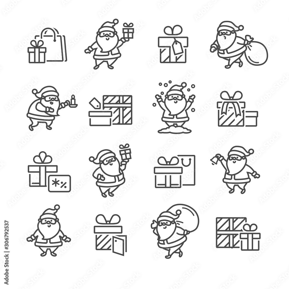 Vector Christmas characters icon set