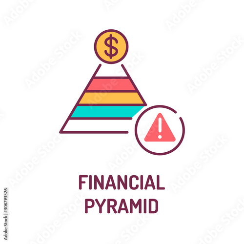 Financial pyramid color line icon. A business model that recruits members via a promise of payments or services. Pictogram for web page, mobile app, promo. UI UX GUI design element. Editable stroke.
