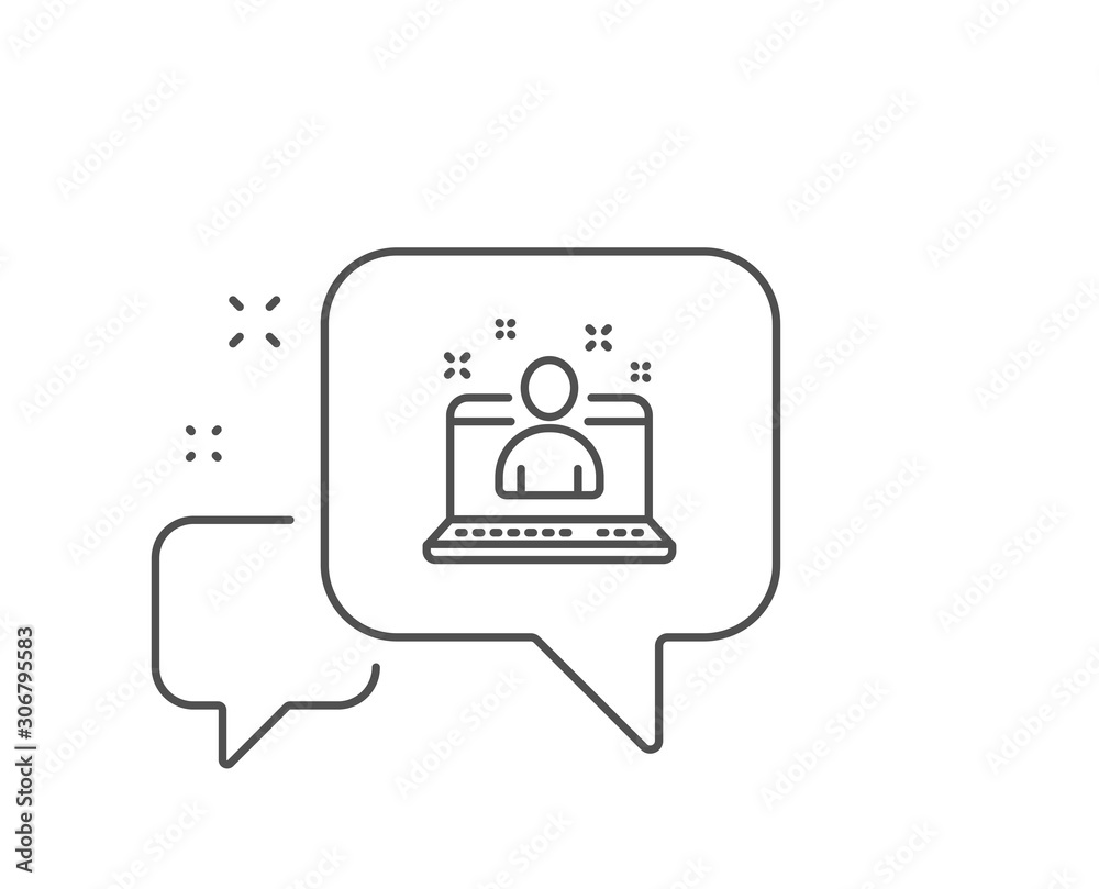 Best manager line icon. Chat bubble design. Business management sign. Agent symbol. Outline concept. Thin line best manager icon. Vector Best manager line icon. Chat bubble design. Business management sign. Agent symbol. Outline concept. Thin line best manager icon. Vector