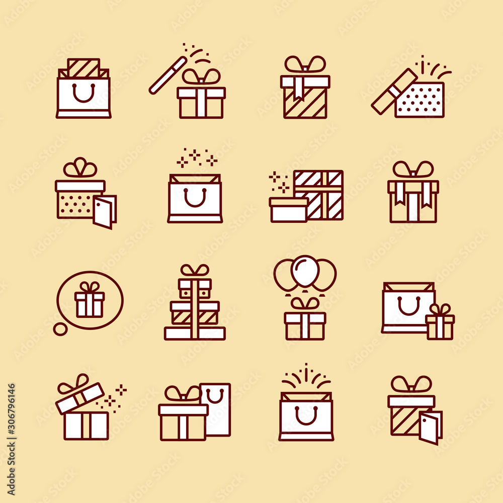 Set of gift boxes icon
