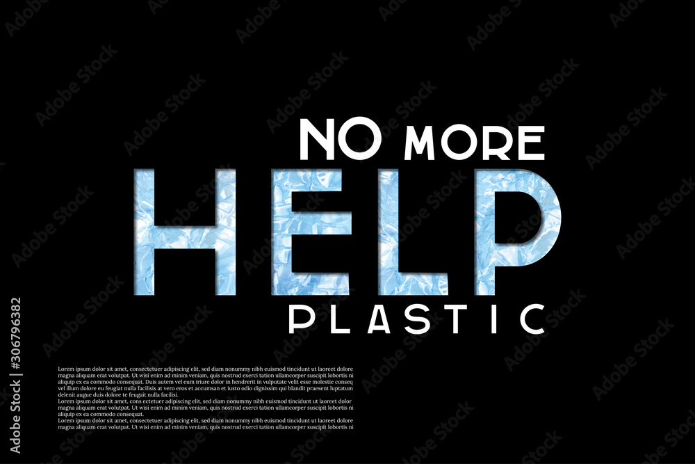Help poster template. Concept of saving the environment and plastic pollution of the world ocean