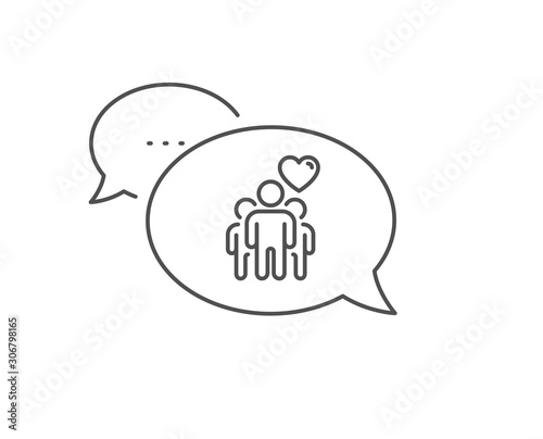 Friendship line icon. Chat bubble design. Friends group sign. Assistance business symbol. Outline concept. Thin line friendship icon. Vector