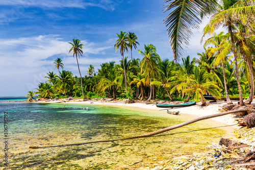 Beautiful beach on one of San Blas Islands, Panama photo
