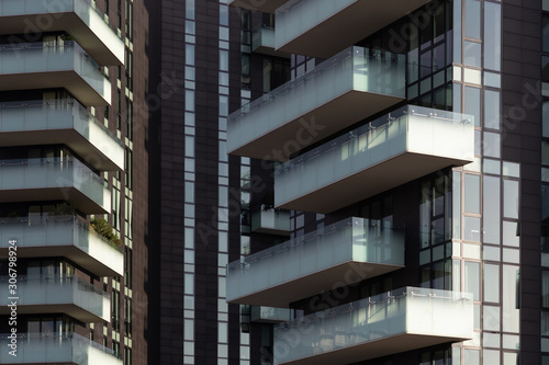 Series of evening views of Gae Aulenti square in Milan