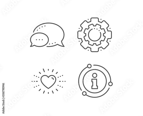 Heart line icon. Chat bubble, info sign elements. Love emotion sign. Valentine day symbol. Linear heart outline icon. Information bubble. Vector © blankstock