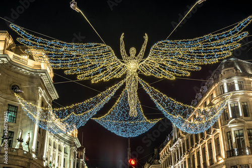 Christmas decorations on Oxford street in London