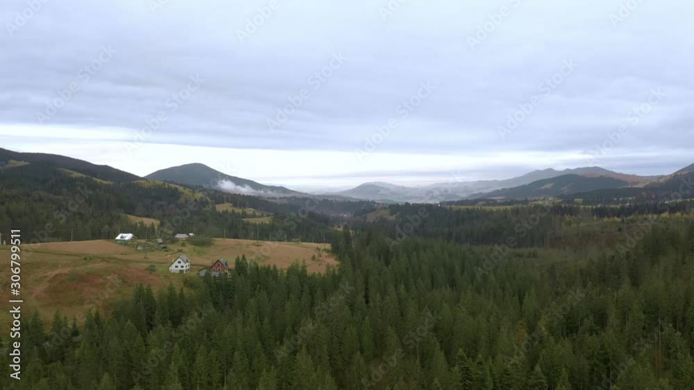 Autumn mountains and blue sky landscape. Traditional landscape in mountains. Carpathians, Ukraine Autumn mountains and blue sky landscape. Traditional landscape in mountains. Carpathians, Ukraine