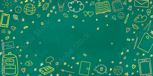 Back to school. Hand drawn elements. Abstract blackboard