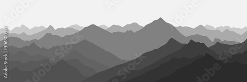 Fantasy on the theme of the mountain landscape, black and white landscape