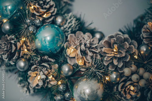 Christmas gifts. Christmas time. Gifts. Background. Bokeh. Lights. Decoration. 