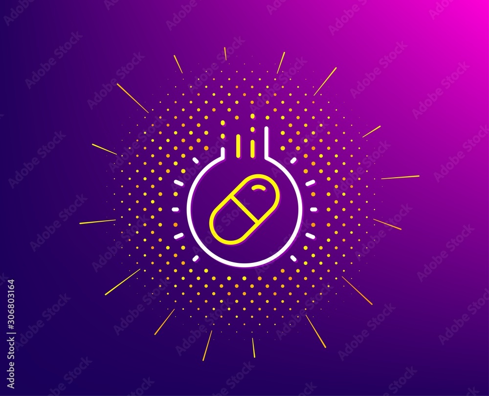 Capsule pill line icon. Halftone pattern. Medical drugs sign. Pharmacy medication symbol. Gradient background. Capsule pill line icon. Yellow halftone pattern. Vector Capsule pill line icon. Halftone pattern. Medical drugs sign. Pharmacy medication symbol. Gradient background. Capsule pill line icon. Yellow halftone pattern. Vector