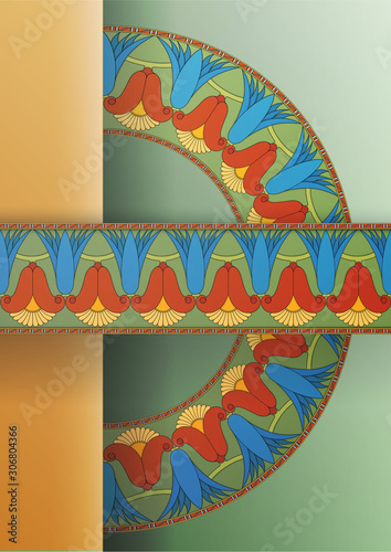 egyptian symbol ornamental  composition color green blue architecture