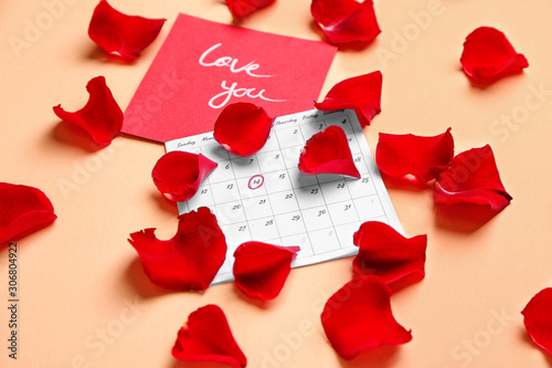 Calendar with marked date o...