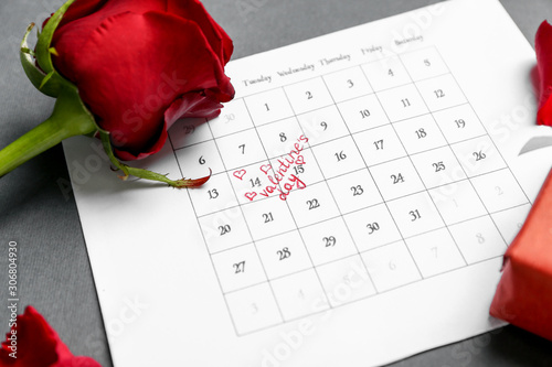 Calendar with marked date o...
