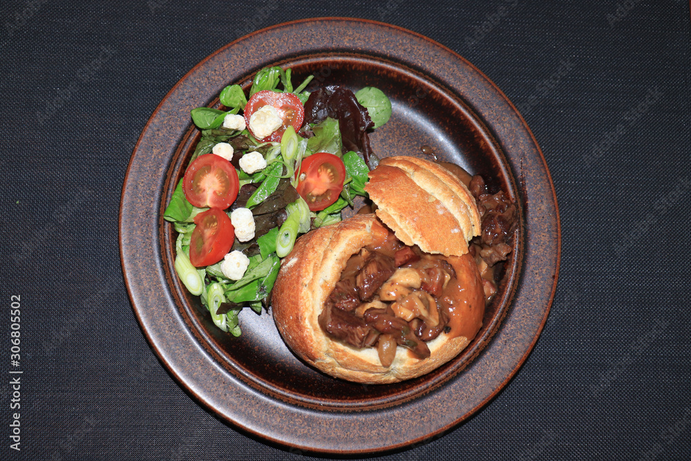Beef bourguignon on plate Beef bourguignon on plate