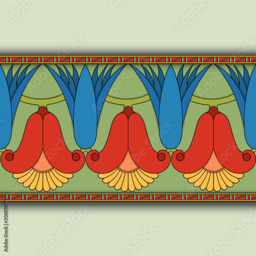 egyptian symbol ornamental  composition color green blue architecture