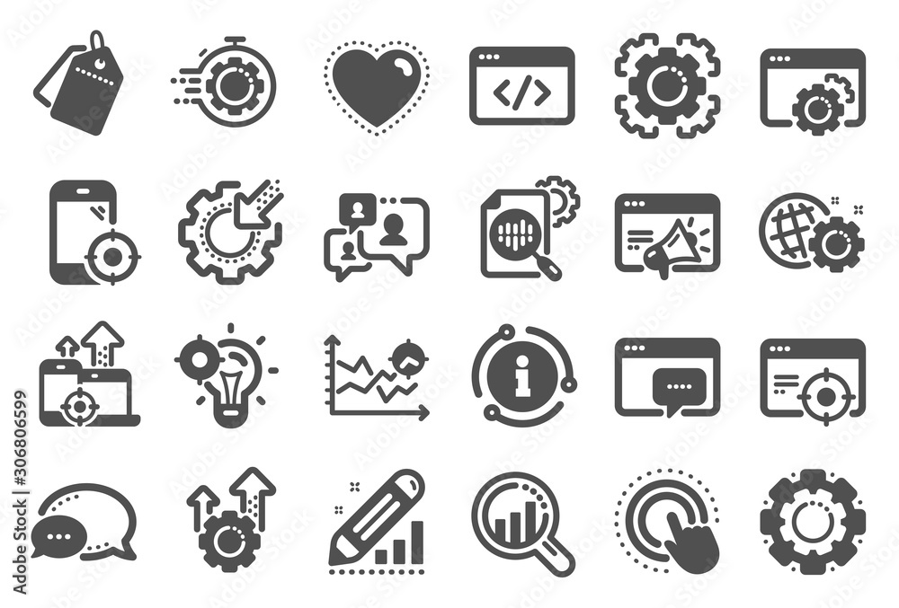 Seo icons. Website stats, Target and Increase sales signs. Traffic management, social network and seo optimization icons. Gear wheel, Search engine and increase mobile sales. Quality set. Vector Seo icons. Website stats, Target and Increase sales signs. Traffic management, social network and seo optimization icons. Gear wheel, Search engine and increase mobile sales. Quality set. Vector