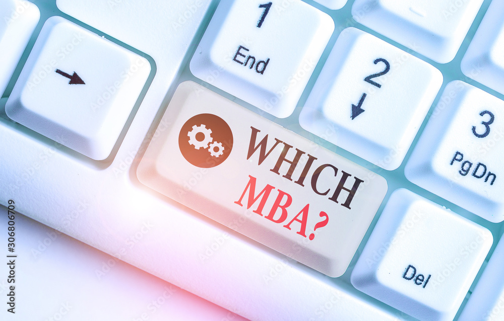 Handwriting text Which Mbaquestion. Conceptual photo asking for master s is degree in business administration Handwriting text Which Mbaquestion. Conceptual photo asking for master s is degree in business administration