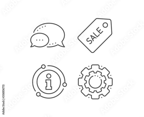 Shopping tag line icon. Chat bubble, info sign elements. Sale Special offer sign. Coupon symbol. Linear sale ticket outline icon. Information bubble. Vector