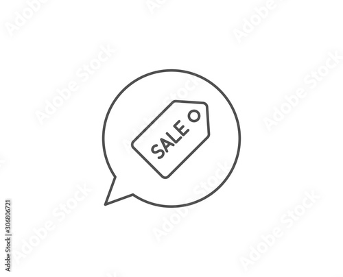 Shopping tag line icon. Chat bubble design. Sale Special offer sign. Coupon symbol. Outline concept. Thin line sale ticket icon. Vector