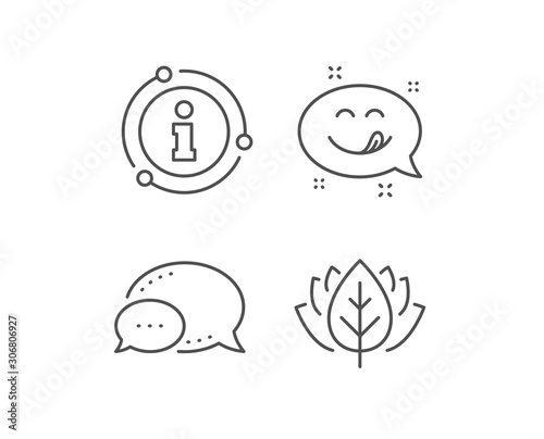 Yummy smile line icon. Chat bubble, info sign elements. Emoticon with tongue sign. Speech bubble symbol. Linear yummy smile outline icon. Information bubble. Vector