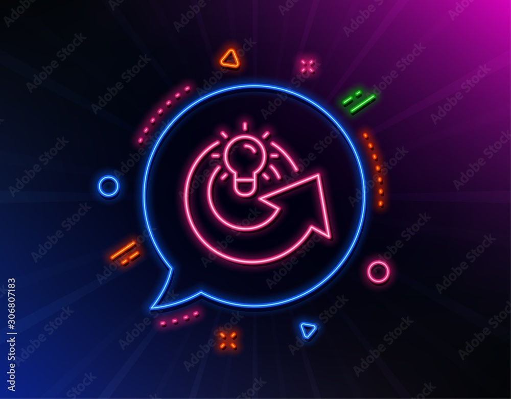 Share idea line icon. Neon laser lights. Light bulb or Lamp sign. Creativity, Solution or Thinking symbol. Glow laser speech bubble. Neon lights chat bubble. Banner badge with share idea icon. Vector Share idea line icon. Neon laser lights. Light bulb or Lamp sign. Creativity, Solution or Thinking symbol. Glow laser speech bubble. Neon lights chat bubble. Banner badge with share idea icon. Vector