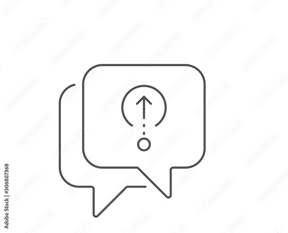 Swipe up line icon. Chat bubble design. Scrolling arrow sign. Landing page scroll symbol. Outline concept. Thin line swipe up icon. Vector Swipe up line icon. Chat bubble design. Scrolling arrow sign. Landing page scroll symbol. Outline concept. Thin line swipe up icon. Vector