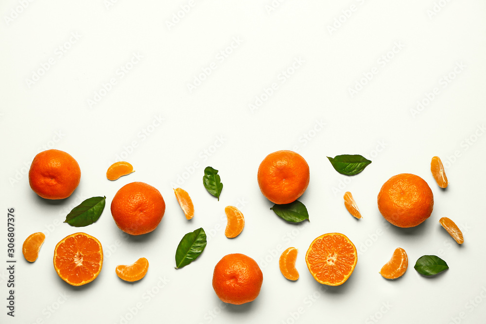 Sweet tangerines on white background Sweet tangerines on white background
