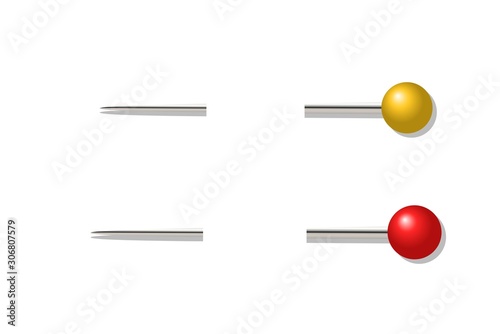3d illustration of pins on white background.Design style