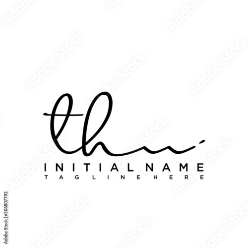 Initial letter TH Signature handwriting Logo Vector