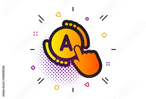 Ui test button sign. Halftone circles pattern. Ab testing icon. Classic flat ab testing icon. Vector