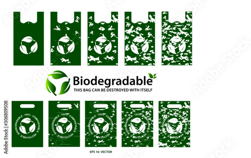 green bag concept or biodegradable plastic, compostable and recycleable   concept. easy to modify