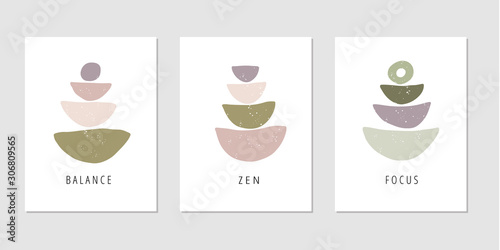 Focus, pause, moment flat vector posters set