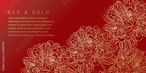 Red and Gold Flower Illustration