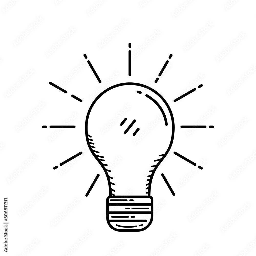 Bulb vector illustration with hand drawn style isolated on white background. Light bulb doodle Bulb vector illustration with hand drawn style isolated on white background. Light bulb doodle
