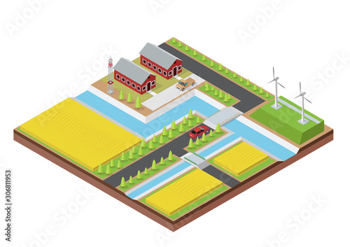 Isometric Farm with Building
