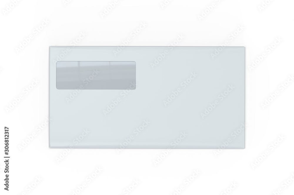 Blank single window envelop template, 3d render illustration. Blank single window envelop template, 3d render illustration.