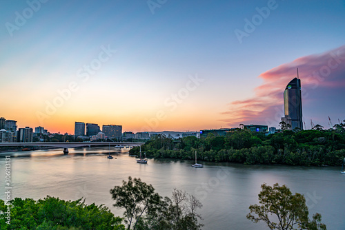 Brisbane skyline at sunset