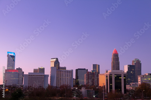Evening View of Skyline of Charlotte, NC