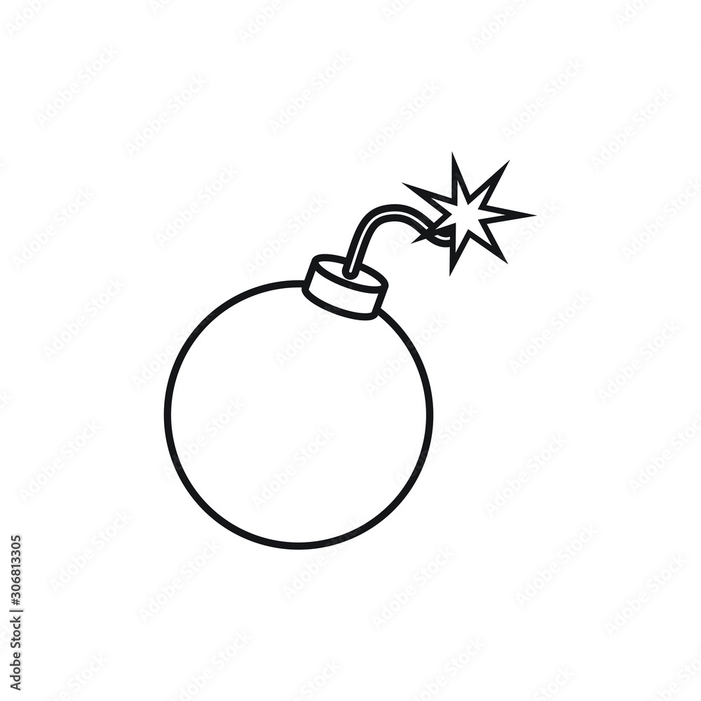 Bomb icon in flat style, vector illustration. Bomb icon in flat style, vector illustration.